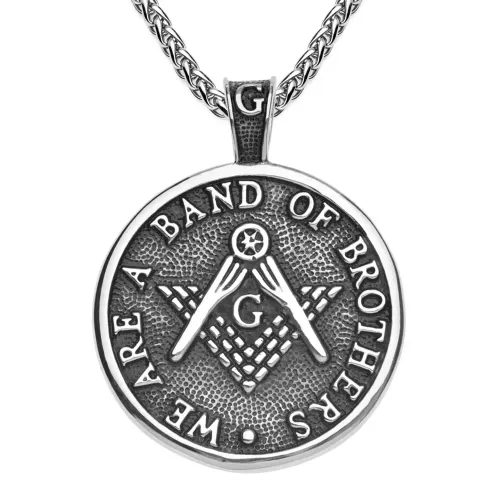 NTM2330 Freemason Pendant Necklace Stainless Steel Masonic Emblem Charm