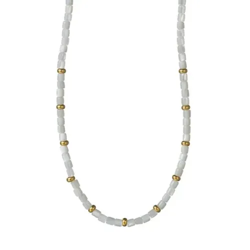 NTM3420 Bohemian Beige Beaded Necklace for Women Handcrafted Sweater Chain Jewelry