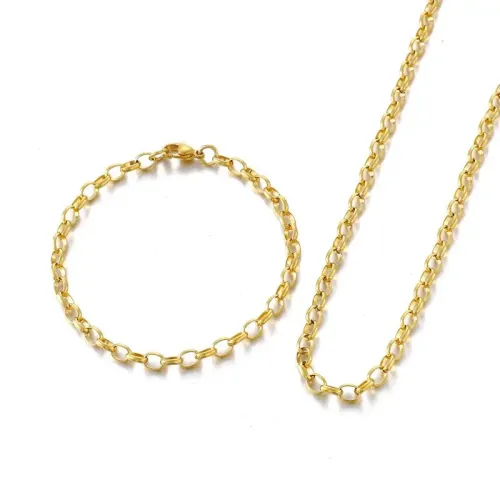 NTM2406 Stainless Steel O Chain Jewelry Set Necklace Bracelet Combo