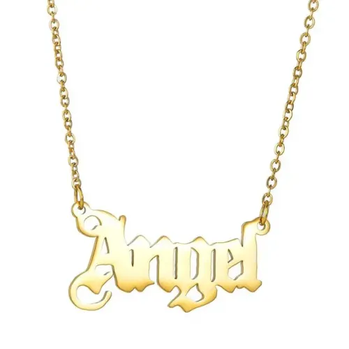 NTM3909 18K Gold Plated Letter Pendant Necklace Stainless Steel Clavicle Chain for Women