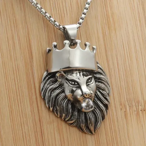 NTM1910 Lion King Pendant Punk Stainless Steel Animal Necklace