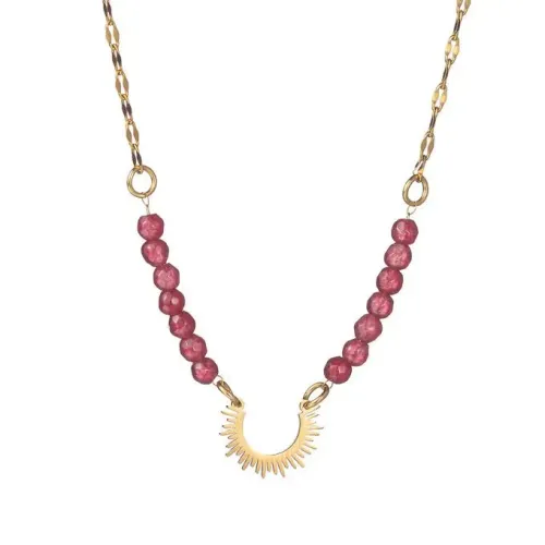 NTM3633 18K Gold Sunflower Bead Necklace for Women Elegant OL Jewelry