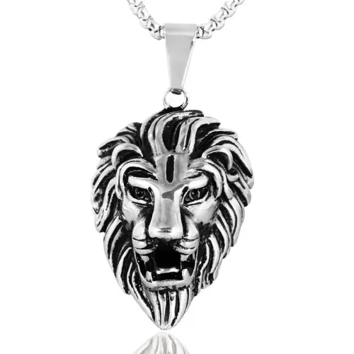 NTM2109 Stainless Steel Lion Pendant Necklace Majestic Lion Jewelry Charm