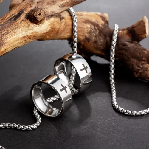 NTM1296 Cross Pendant Stainless Steel Necklace Couples' Sweater Chain Charm