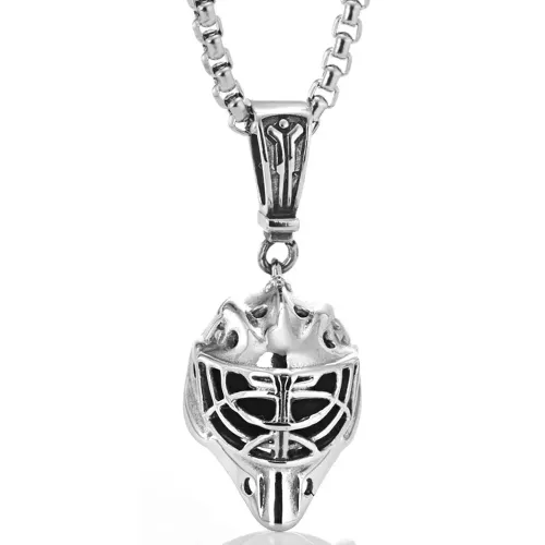 NTM1343 Knight Mask Pendant Unisex Roman Helmet Stainless Steel Necklace for Warriors