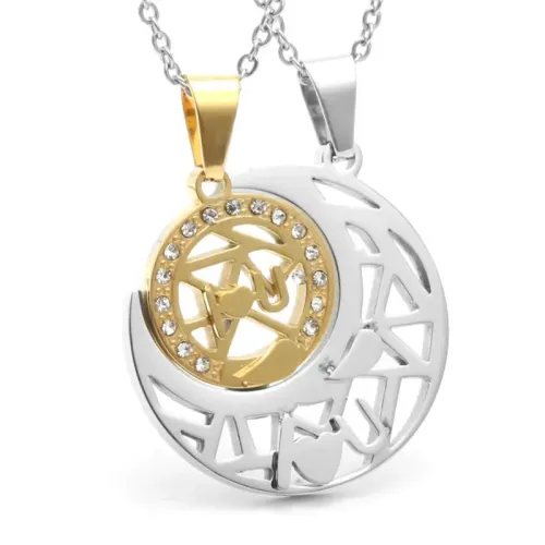 NTM2025 Sun and Moon Pendant Couples Love Necklace Stainless Steel Christmas Gift