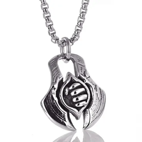 NTM2209 Fist Hand Pendant Punk Necklace Stainless Steel Knuckle Charm