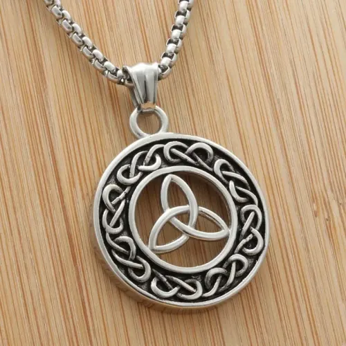 NTM1992 Celtic Knot Pendant Punk Circle Stainless Steel Necklace
