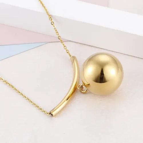 NTM3041 Stainless Steel Round Bead Necklace Earrings Set for Women Elegant Jewelry Combo