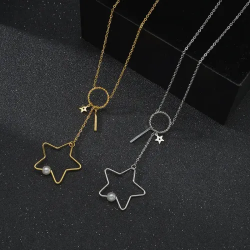NTM3735 Stainless Steel Star Pendant OT Clasp Necklace Best Friend Clavicle Chain for Women