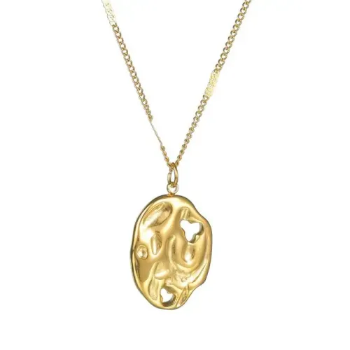 NTM3431 Hollow Irregular Pleated Necklace for Women 18K Gold Plated Stainless Steel Sweater Chain