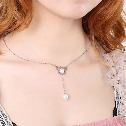 NTM2570 Butterfly Pearl Necklace for Women Stainless Steel Fashion Jewelry