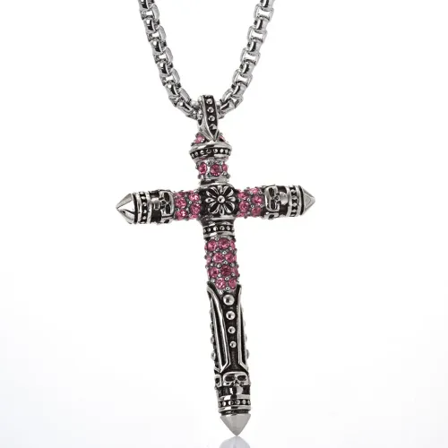 NTM2265 Diamond Cross Pendant Unisex Stainless Steel Gothic Necklace