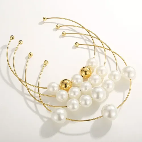 NTM2718 Wedding Gift Pearl Stainless Steel Collar Necklace Adjustable Choker for Women