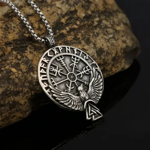 NTM962 Viking Rune Necklace Men's Stainless Steel Pendant Jewelry Accessory