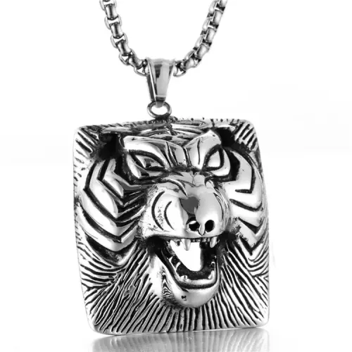 NTM2160 Tiger King Pendant Necklace Stainless Steel Tiger Animal Charm Jewelry
