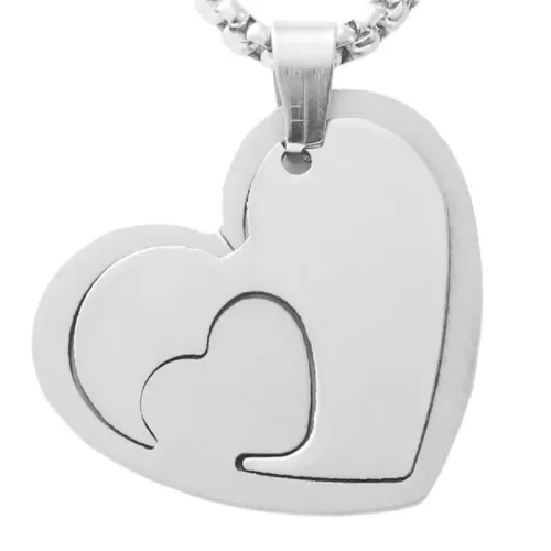 NTM1871 Heart Shaped Pendant Necklace Stainless Steel Glitter Heart Charm