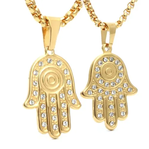 NTM2050 Buddha Hand Pendant Gift Stainless Steel Palm Necklace for Christmas