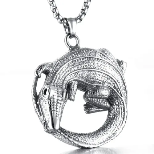 NTM2164 Crocodile Pendant Necklace Stainless Steel Yangtze Alligator Charm for Women