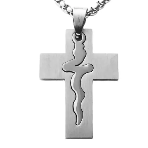 NTM1818 Stainless Steel Cross Pendant Necklace Unisex Christian Jewelry Charm