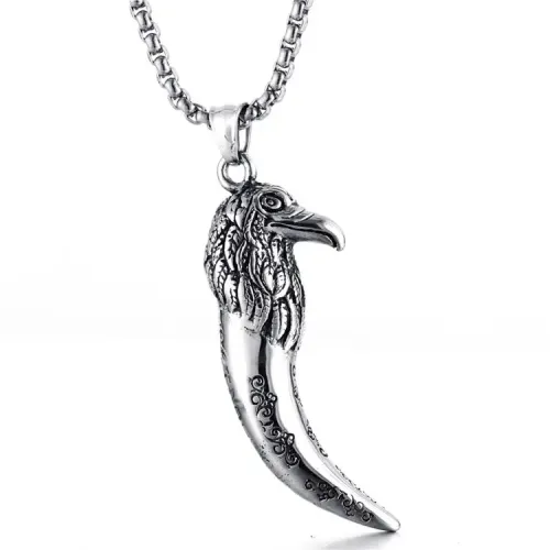 NTM2151 Eagle Pendant Necklace for Women Stainless Steel Animal Tooth Charm Jewelry