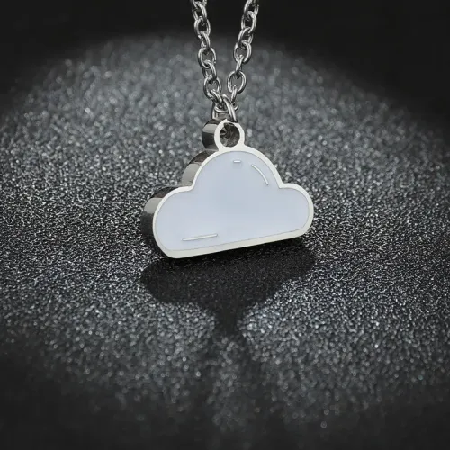 NTM1317 Minimalist Stainless Steel Cloud Pendant Oil Drop White Cloud Sweater Necklace