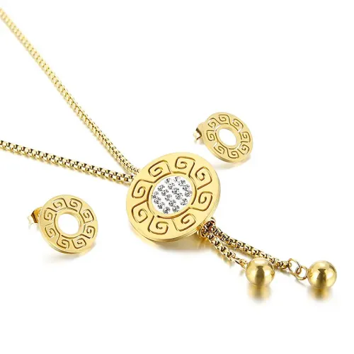 NTM3018 Autumn Winter Sweater Chain Hollow Earrings Set for Women Stainless Steel with Zirconia