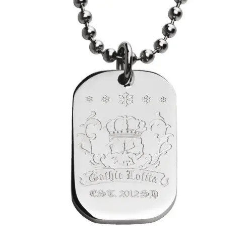 NTM3256 Mirror Crown Necklace Dog Tag for Men Custom Couples' Stainless Steel Pendant