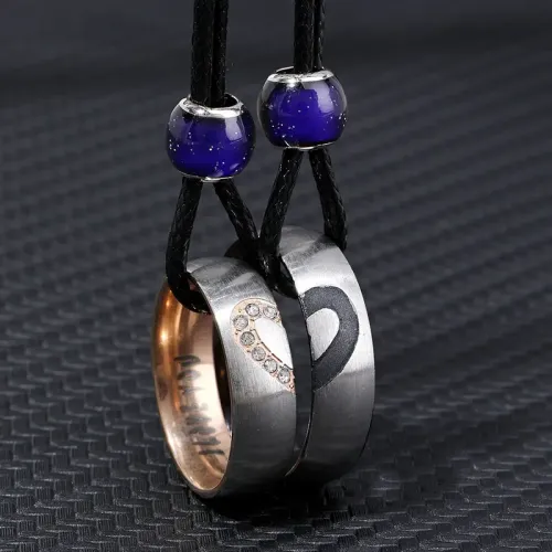 NTM4009 Color Changing Bead 'Hand in Hand' I Love You Couples' Matching Rings Necklaces