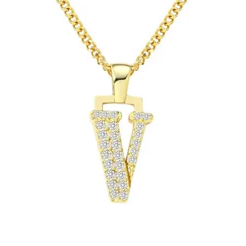 NTM3138 18K Diamond Studded Letter Pendant Necklace for Women Stainless Steel Initials