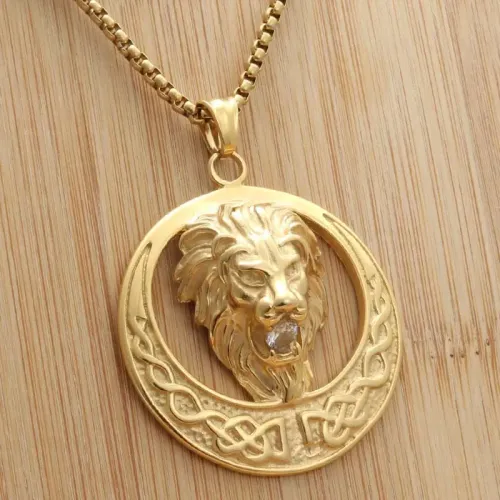 NTM1888 Lion King Pendant Punk Stainless Steel Lion Necklace