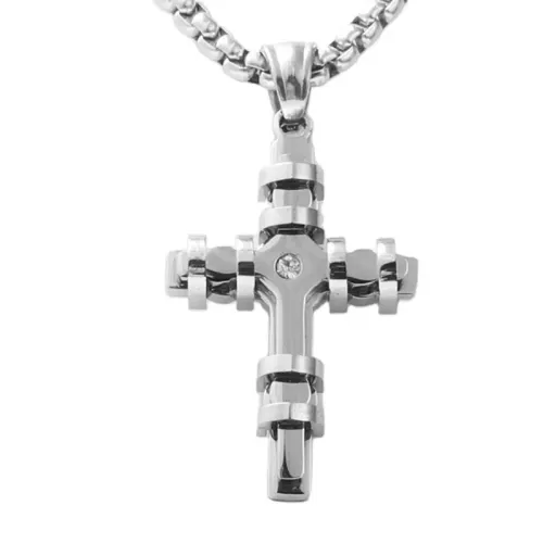 NTM1691 Cross Pendant Necklace Stainless Steel Crucifix Charm Jewelry