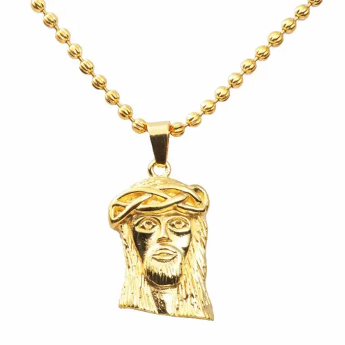 NTM3161 Men's Hip Hop Jesus Pendant Necklace Real Gold Plated Stainless Steel