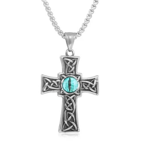 NTM1375 Eye of Providence Cross Pendant Punk Stainless Steel Eye Necklace