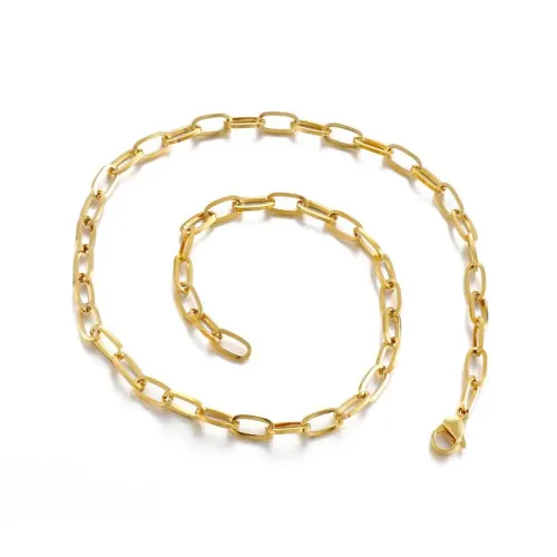 NTM2453 Elegant Oval Stainless Steel Necklace Women's Clavicle Chain Accessory
