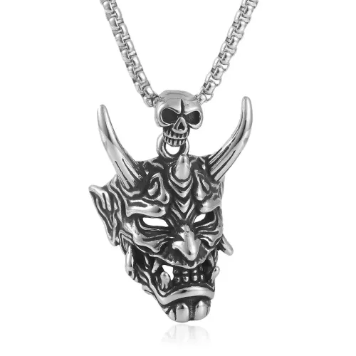 NTM1459 Ox Demon Mask Pendant Punk Skull Necklace Stainless Steel