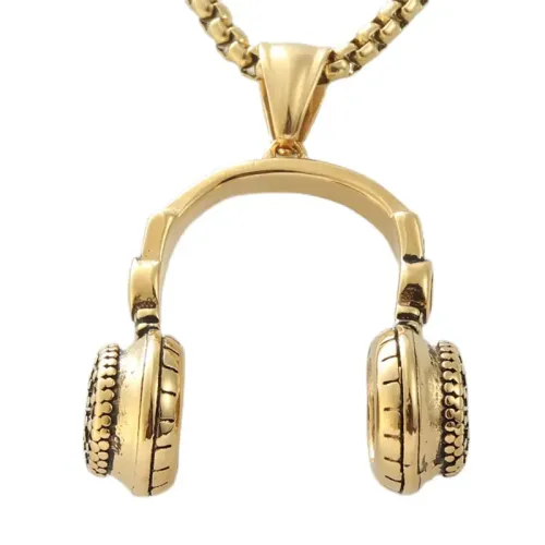 NTM1734 Headphone Pendant Necklace for Women Stainless Steel Music Charm