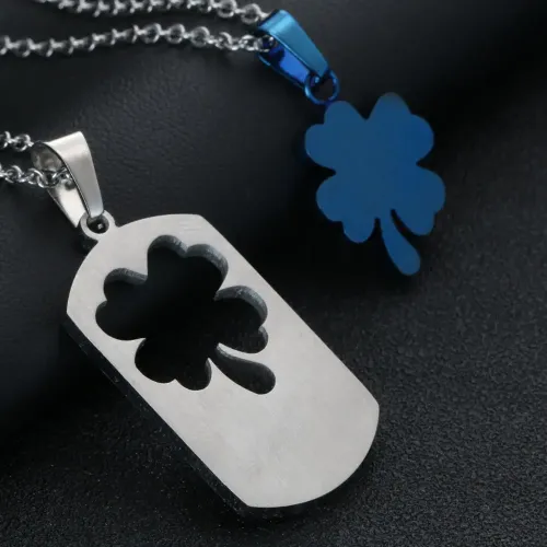 NTM2313 Clover Pendant Necklaces for Couples Matching Stainless Steel Jewelry Set