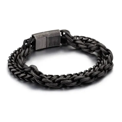 BTM865 Punk Double-Layer Stainless Steel Bracelet Men's Titanium Chain Accessory