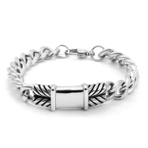 BTM655 Titanium 'H' Bracelet Punk Men's Thick Accessory in Stainless Steel