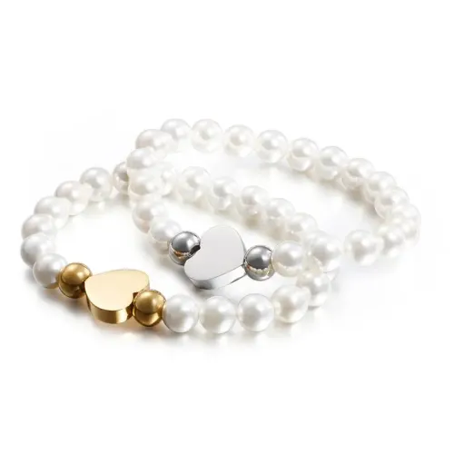 BTM1145 Shell Pearl Bracelet with Stainless Steel Heart Clasp Elegant Women's Bangle