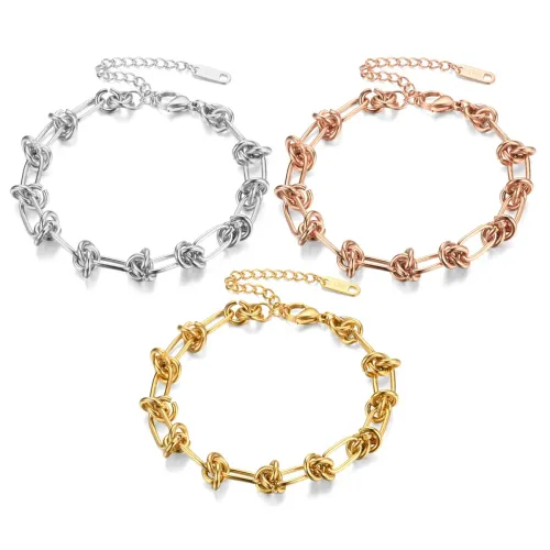 BTM1827 Rectangular Buckle Clasp Bracelet with Quality Tail Chain Sleek Jewelry Find