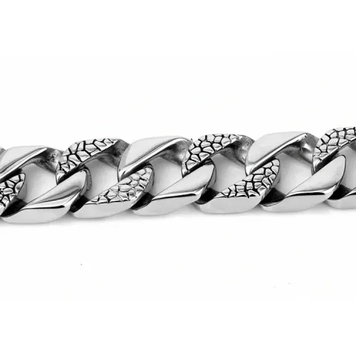 BTM1396 Titanium Steel Black Snakeskin Men's Bracelet Durable Stainless Steel Wristband