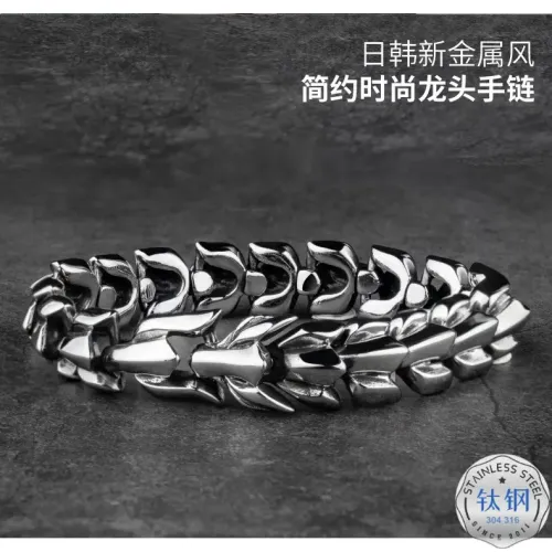 BTM1545 2019 New Spring Harajuku Black Dragon Scale Wide Bracelet Titanium Steel Dragon Bone Chain
