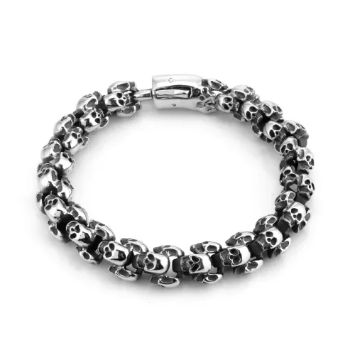 BTM1454 Exquisite Stainless Steel Skull Bracelet Edgy Fashion Jewelry Accessory