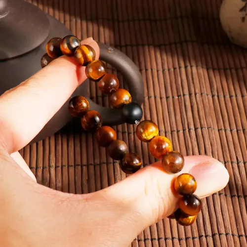 BTM988 Yellow Tiger Eye Agate Beaded Bracelet Unisex Fashion Accessory