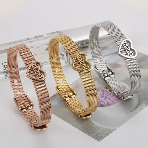 BTM1181 Mesh Strap Chain with Heart-Shaped 'Mama' Adjustable Stainless Steel Mother's Day Bracelet