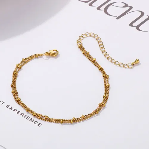 BTM936 Affordable Women's Spring Double-Layered Bead Chain Bracelet in Stainless Steel