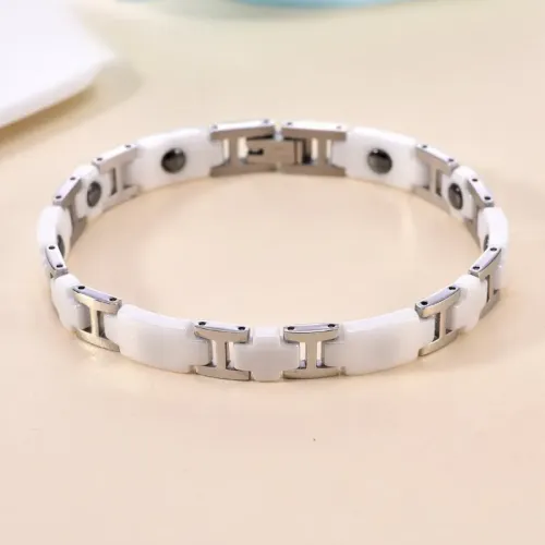 BTM1414 White Ceramic Bracelet with Magnetic Hematite Couples' Stainless Steel Jewelry