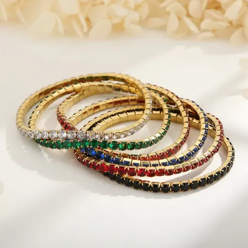 BTM1198 4mm Elastic Tennis Chain Hip Hop Single Row Full Diamond Couples Bracelet Bling Jewelry